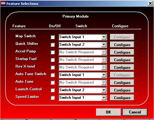 Einstellungsmöglichkeiten in der Powercommander V Software