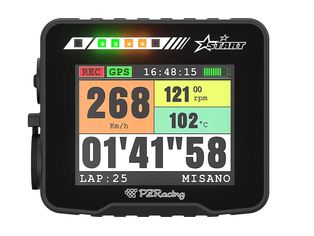 Beispieldisplay START Next GPS Laptimer mit Farbdisplay, 50 Hz Datenerfassung und App Anbindung