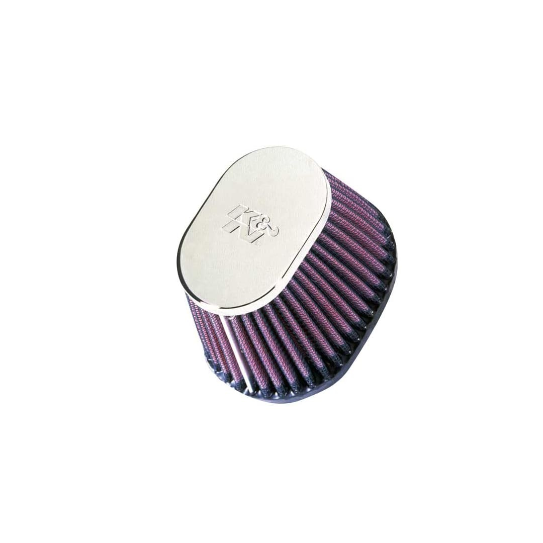K&N Rennfilter oval, konisch, 54 mm Anschluß mit Chromendkappe