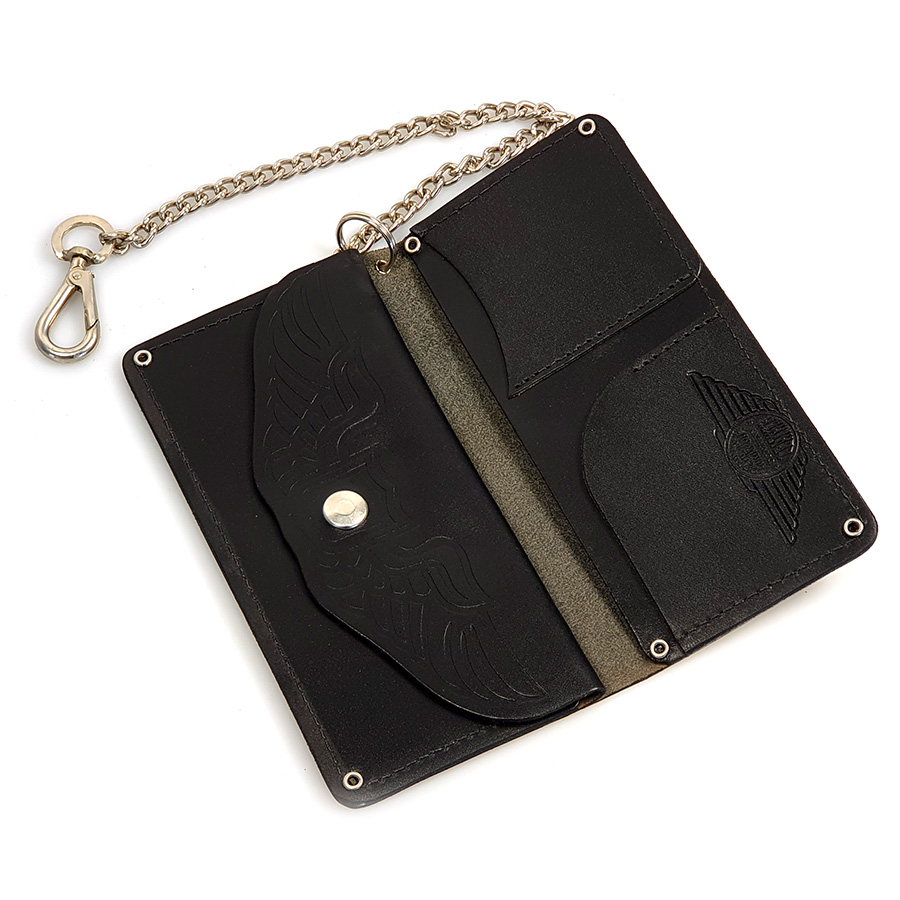 Biker Wallet Geldbeutel aus Leder mit Kette und Karabinerhaken