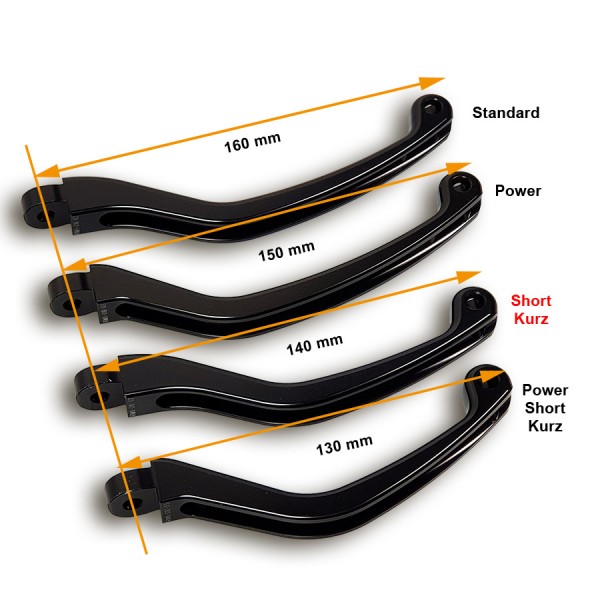 Vier verschiedene Handhebel zur Auswahl hier Typ Short