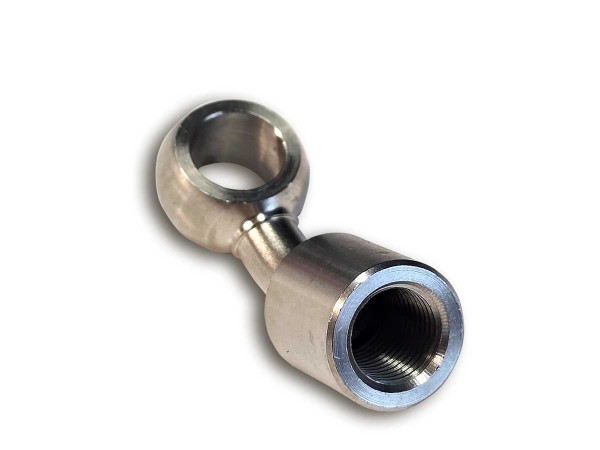 45° gewinkelter Adapter für Radialbremszylinder mit Innengewinde M 10 x 1 auf Ringöse 10 mm